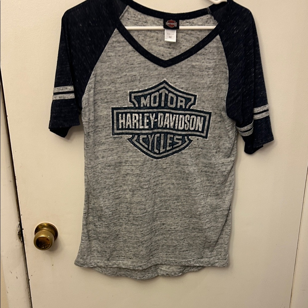 Harley-Davidson Women’s Gray and Navy Shirt Medium